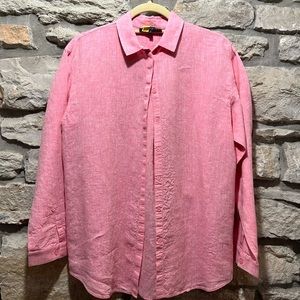 Lafayette 148 Rd Linen Button Up Blouse Size Small
